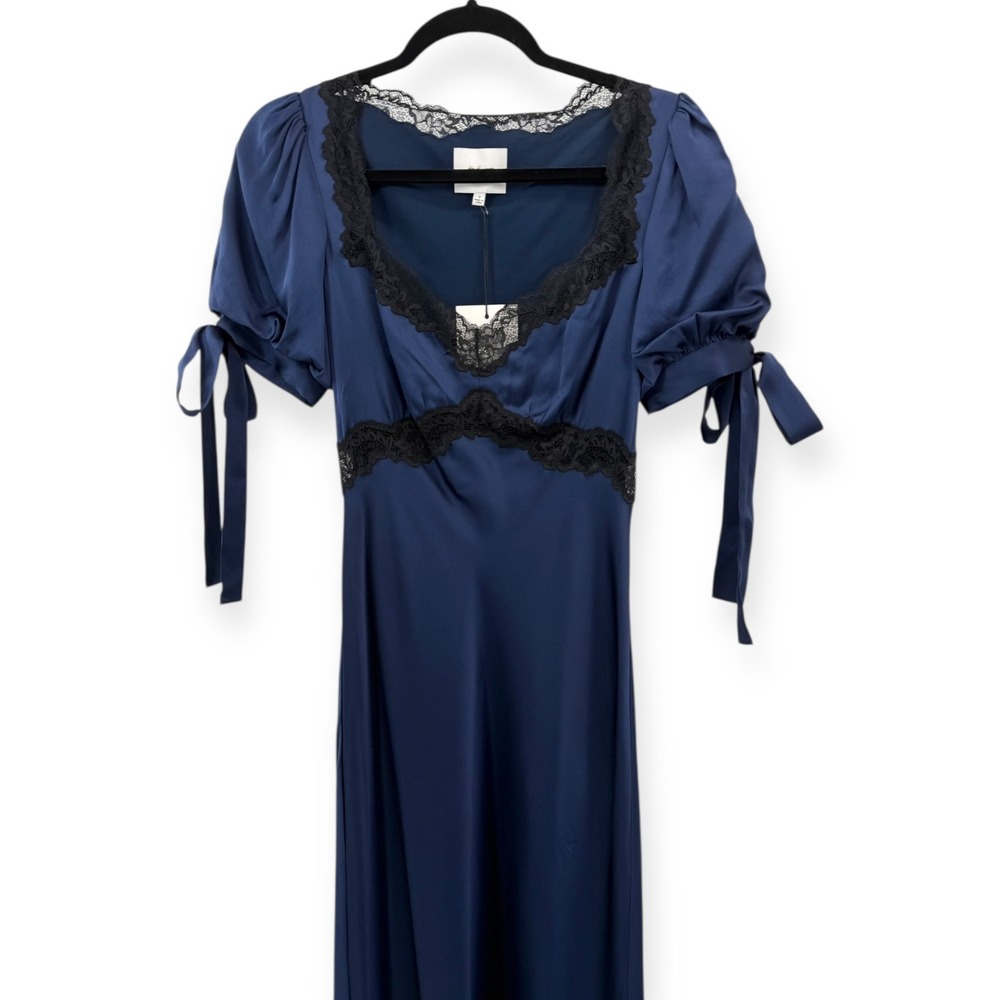 NWT Reformation x Kacey Musgraves Stella Silk Dress in Navy $348 - Size 2 - Picture 6 of 16